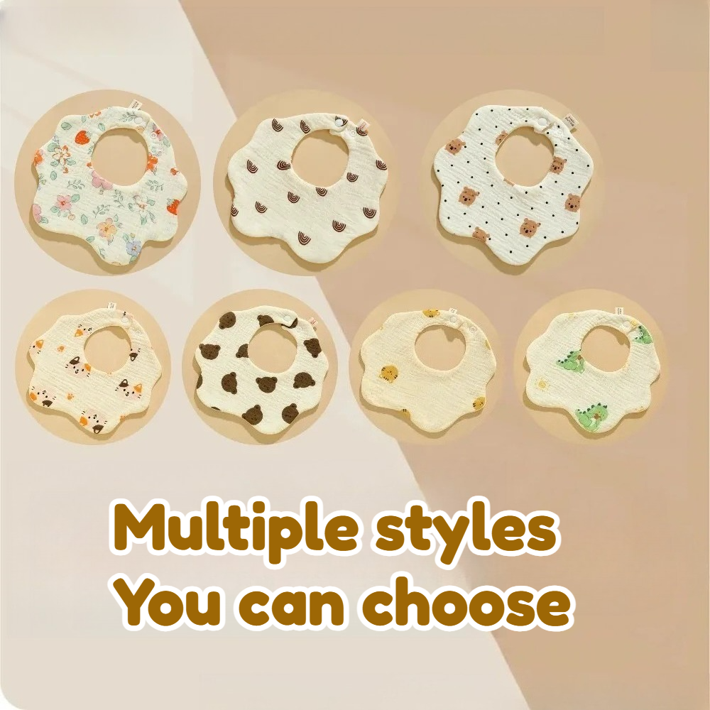 Printed Bibs Pack - 3 Pack Petal Pattern Cotton Gauze
