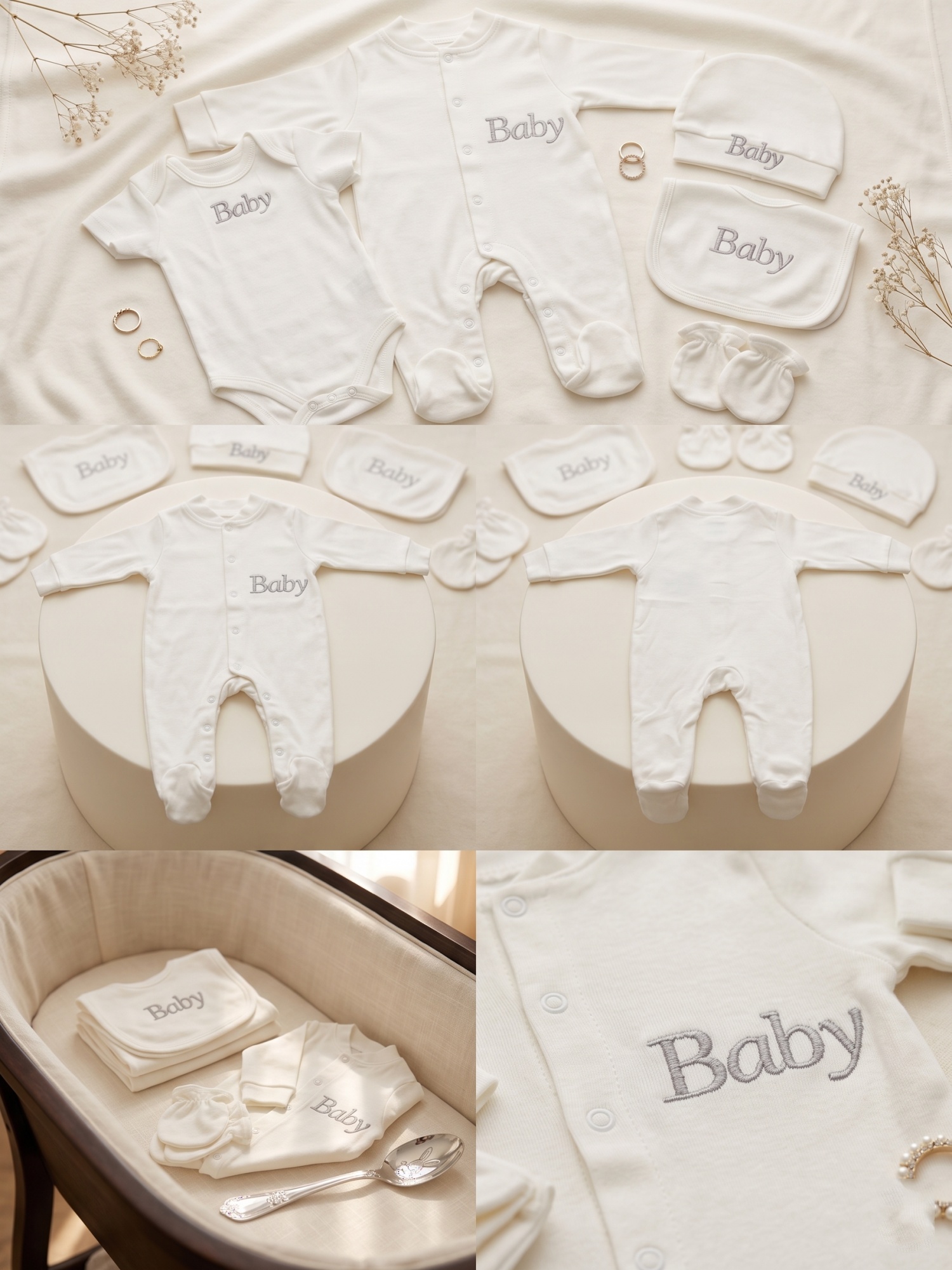 Minimalist Solid Color Embroid - đánh giá và giá Baby Clothing Keepsake