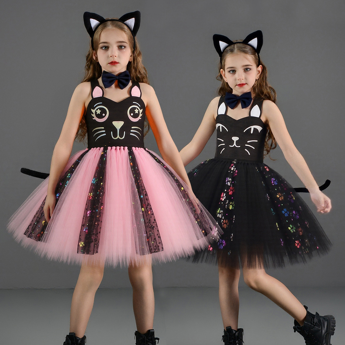 Pink Black Cat Tutu Dress for  - đánh giá và giá Baby Clothing For Girls