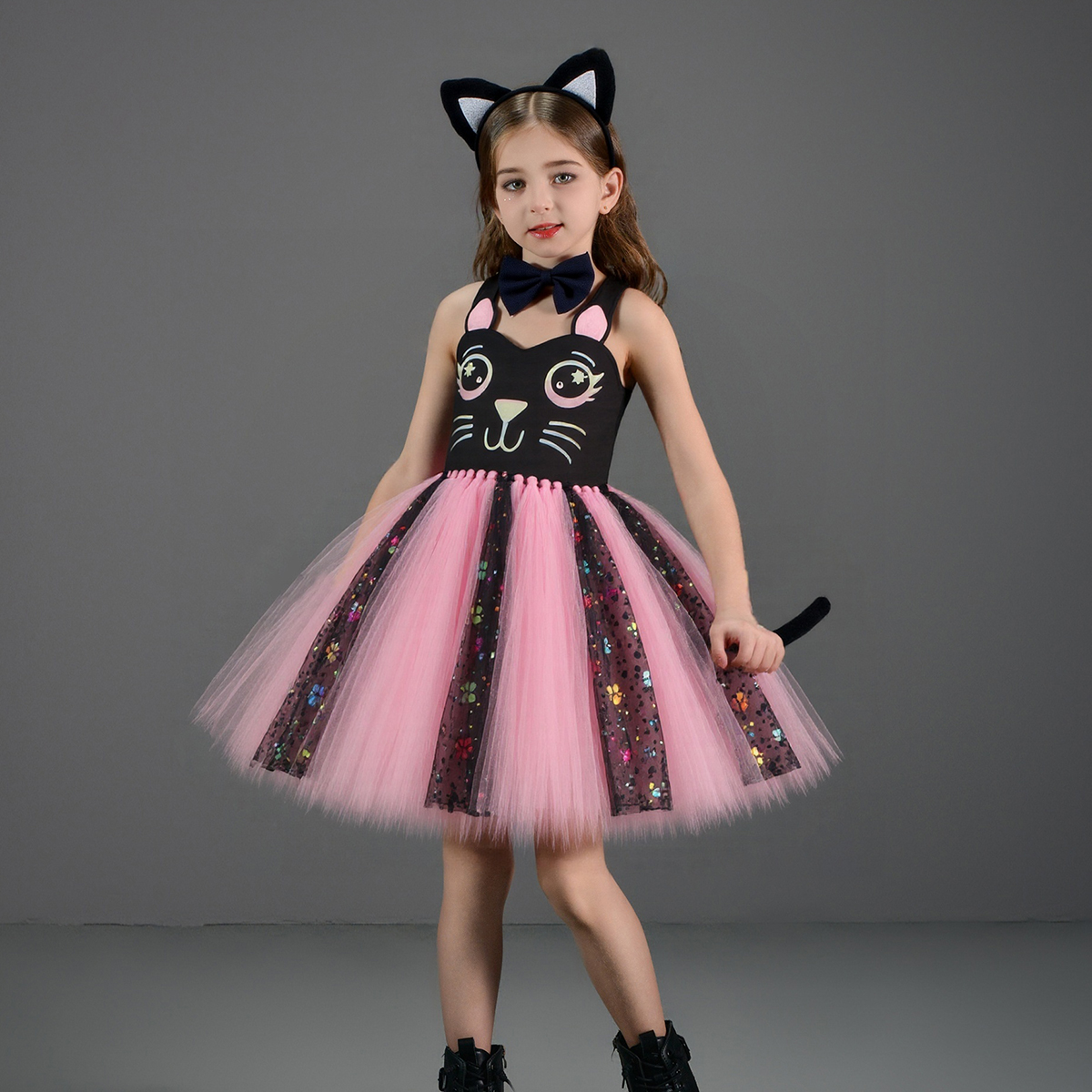 Pink Black Cat Tutu Dress for  - đánh giá và giá Baby Clothing For Girls