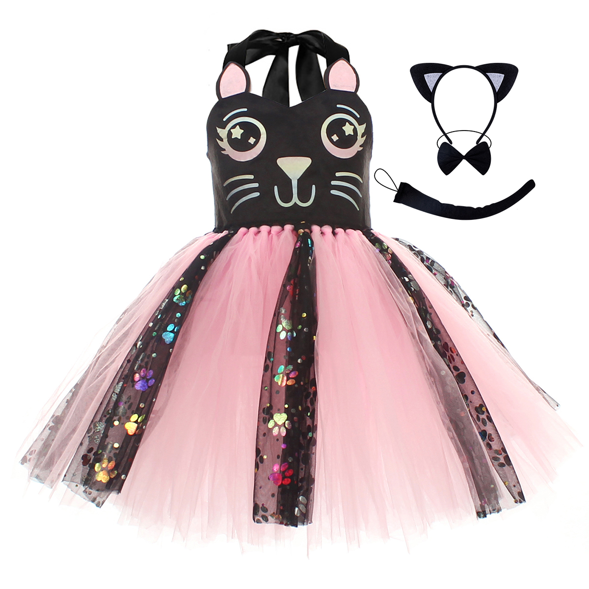 Pink Black Cat Tutu Dress for  - đánh giá và giá Baby Clothing For Girls