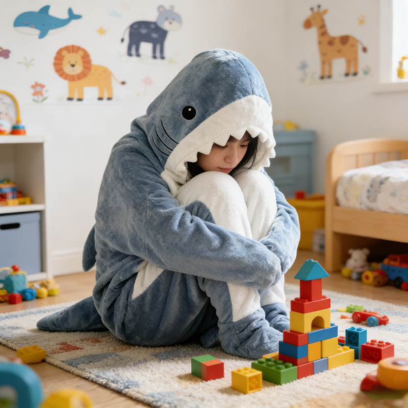 Wearable Shark Plaid Blanket C - đánh giá và giá Fleece Sleep Bag