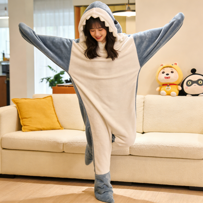 Wearable Shark Plaid Blanket C - đánh giá và giá Fleece Sleep Bag