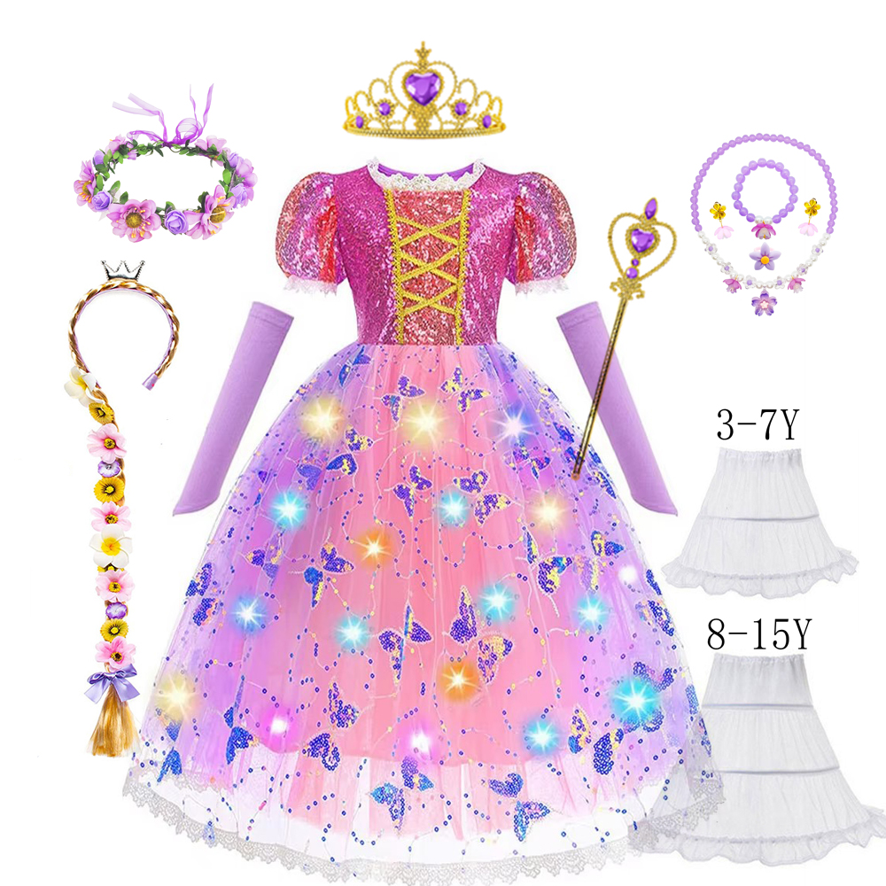 Girl Rapunzel Dress LED Light  - đánh giá và giá Baby Clothing Europe