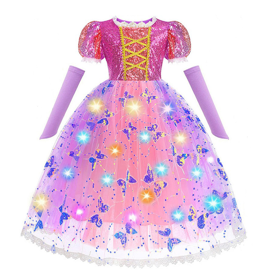 Girl Rapunzel Dress LED Light  - đánh giá và giá Baby Clothing Europe